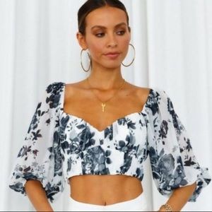 Hello Molly Black/White Print Pretty Polly Crop Top